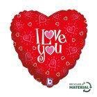 Hjerte I Love You Folieballon Rød