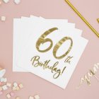 60 Års Servietter Guld/Hvid