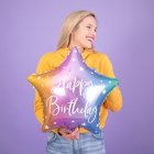 Stjerne Happy Birthday Folieballon Multifarvet