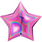 Stjerne Folieballon Holografisk Fuchsia