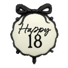 Happy 18 Folieballon Sort/Hvid