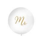 Mr Kæmpe Ballon Hvid/Guld