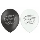 Happy Birthday Balloner Sort/Hvid