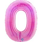 Stor Talballon Holografisk Pink