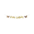 Sommerfugl Happy Birthday Guirlande Rosa/Lilla/Guld