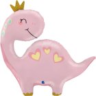 Dino Med Krone Folieballon Lyserød