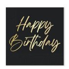 Happy Birthday Servietter Sort/Guld