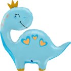 Dino Med Krone Folieballon Blå