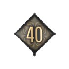 40 Års Kvadrat Folieballon Sort/Guld