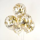 Tillykke Konfetti Balloner Guld