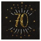 70 Års Servietter Glitter Guld/Sort