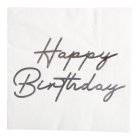 Happy Birthday Servietter Sølv