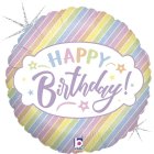 Happy Birthday Pastel Regnbue Folieballon