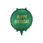 Happy Birthday Rund Folieballon Grøn