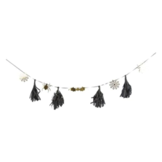 Halloween Guirlande med Kvaster Sort/Guld