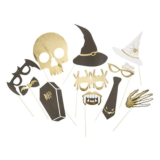 Halloween Photobooth Rekvisitter Sort/Guld