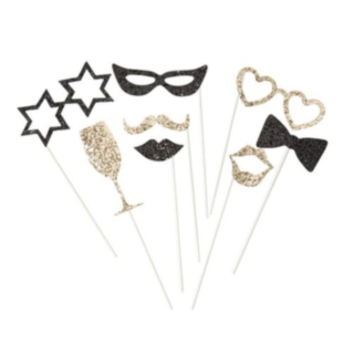 Galla Photobooth Selfie Rekvisitter Sort/Guld