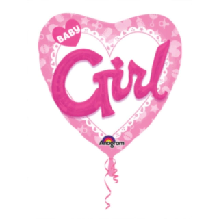 Baby Girl Hjerte Folieballon