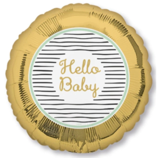 Hello Baby Folieballon Guld