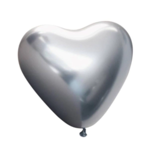 Premium Hjerte Latexballoner Chrome Sølv