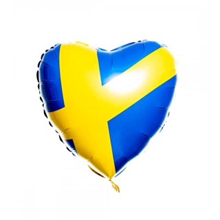Hjerte Sverige Flag Folieballon