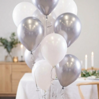 Ballonbuket Krom Sølv