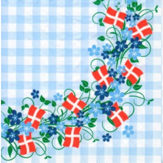 Blomstret Dannebrog Servietter