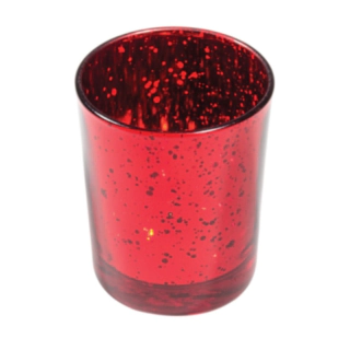 Glas Fyrfadsstage Metallisk Rød