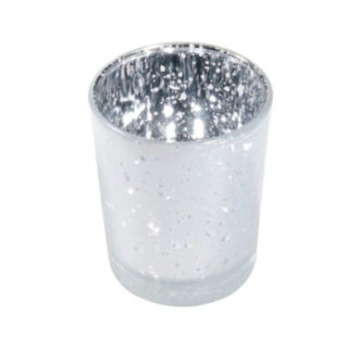 Glas Fyrfadsstage Metallisk Hvid