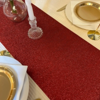 Glitter Premium Bordløber Mørkerød