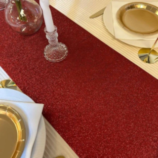 Glitter Premium Bordløber Mørkerød