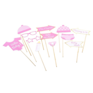 Babyshower Photobooth Selfie Props Lyserød