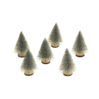 Mini Glimmer Juletræer Sølv