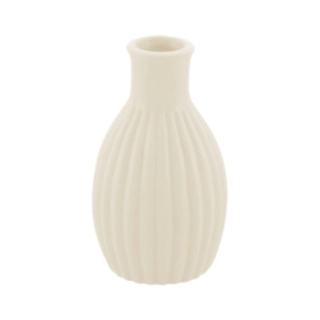 Mini Stribet Keramikvase Cremehvid