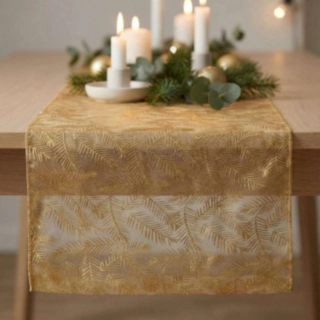 Organza Bordløber Blade Guld