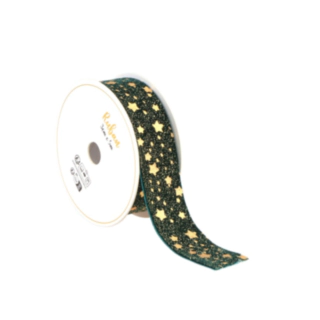 Velour Stjerne Bånd Grøn/Guld