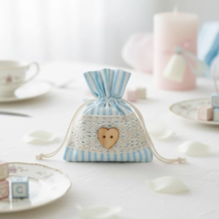 Blonde Babyshower Stofpose Lyseblå