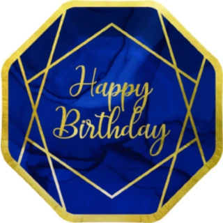 Navy & Gold Happy Birthday Tallerkener