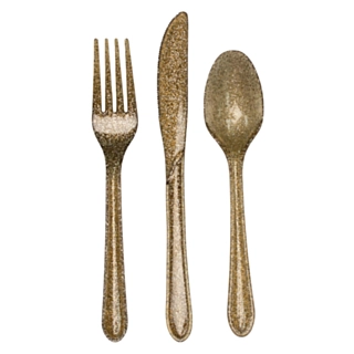 Guld Glimmer Plastik Bestik