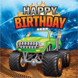 Monster Truck Happy Birthday Servietter