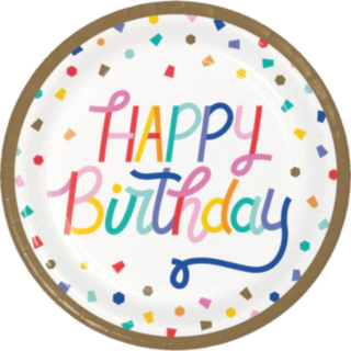 Konfetti Happy Birthday Middagstallerkener