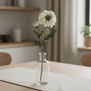 Kunstig Zinnia Frøkenhat Blomst Hvid