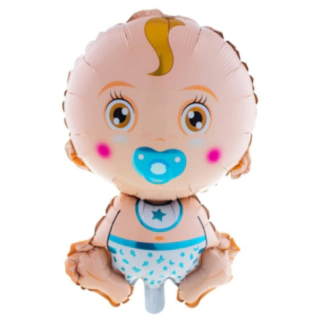 Babyfigur Folieballon Lyseblå
