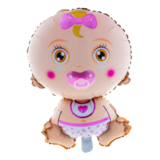 Babyfigur Folieballon Lyserød