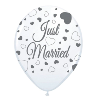 Just Married Latexballoner Hvid