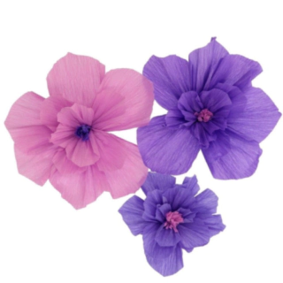 Crepe Papirblomster Lilla Mix