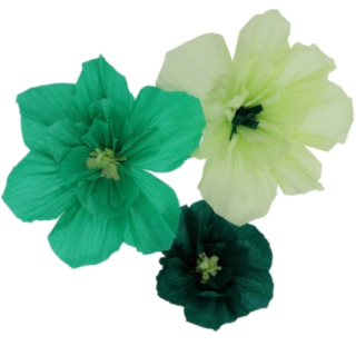 Crepe Papirblomster Grøn Mix