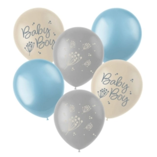 Blooming Baby Boy Latexballoner Blå/Creme