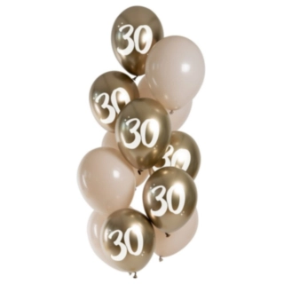 30 Års Latexballoner Guld Latte