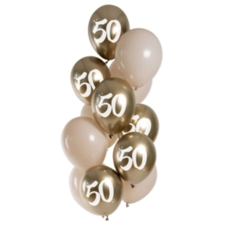 50 Års Latexballoner Guld Latte